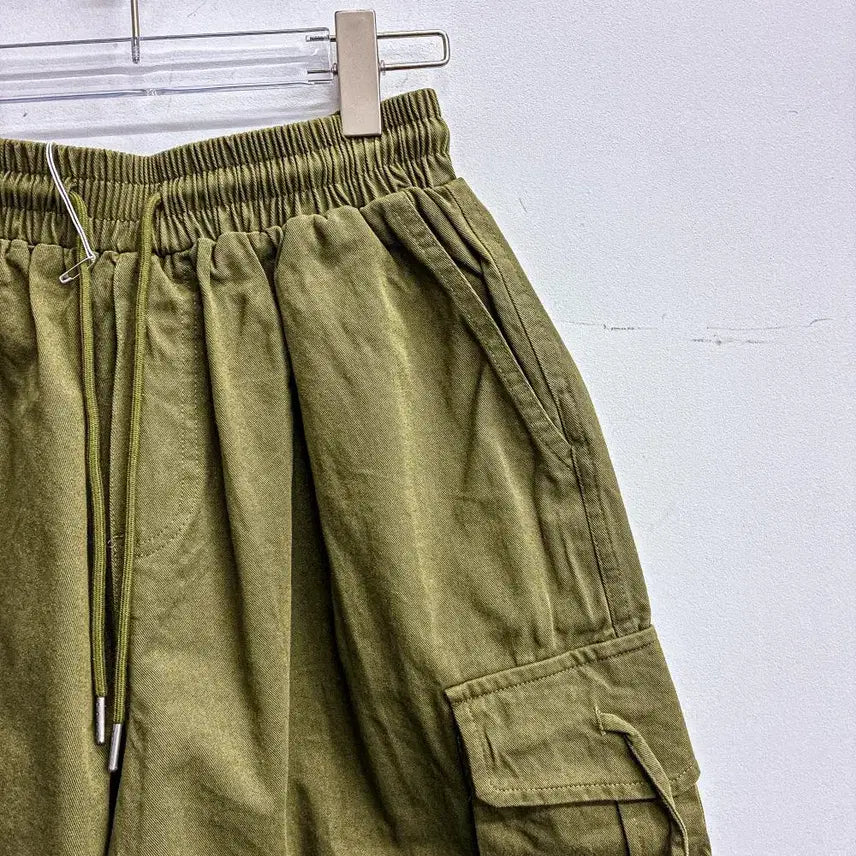 [BUNJANG] AF557 Khaki Strap Cargo Bermuda Pants / [새상품] 스트랩 카고 버뮤다 팬츠 (FREE) AF557 카키