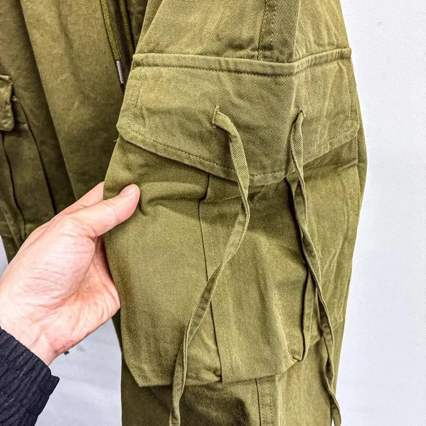 [BUNJANG] AF557 Khaki Strap Cargo Bermuda Pants / [새상품] 스트랩 카고 버뮤다 팬츠 (FREE) AF557 카키