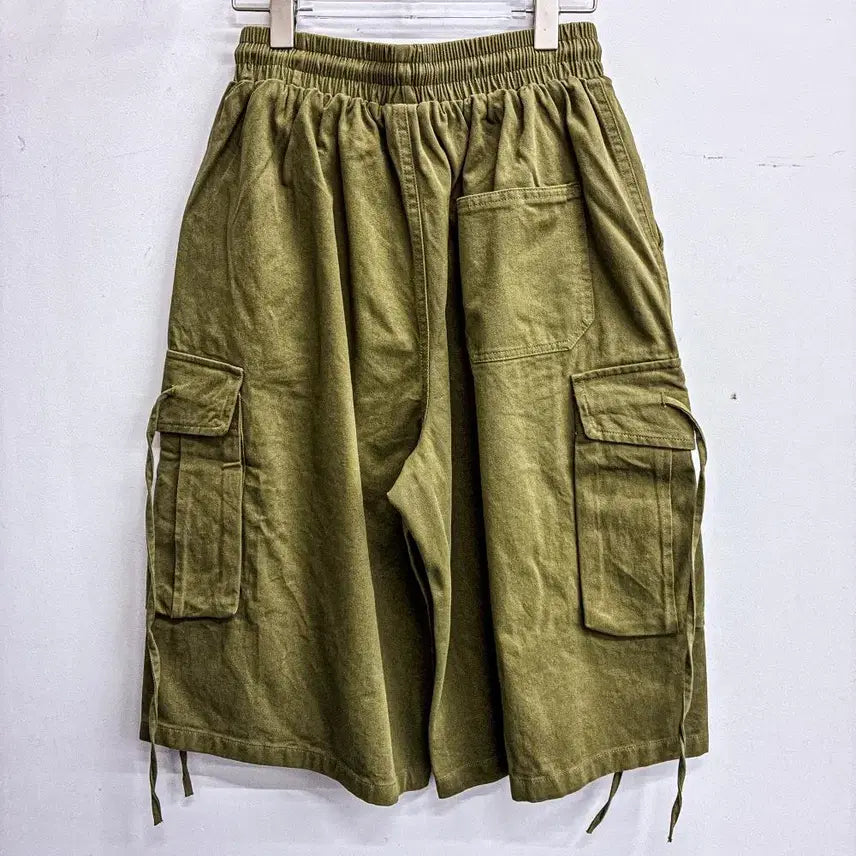 [BUNJANG] AF557 Khaki Strap Cargo Bermuda Pants / [새상품] 스트랩 카고 버뮤다 팬츠 (FREE) AF557 카키