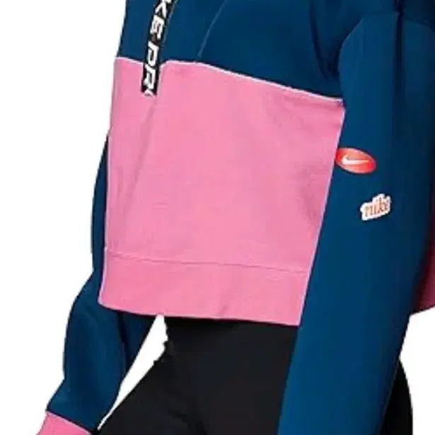 [BUNJANG] Nike Pro Icon Clash Crop Top - Pink/Navy, Size L / 나이키 프로 반집업 크롭 티셔츠 아이콘클래쉬 핑크 네이비 L