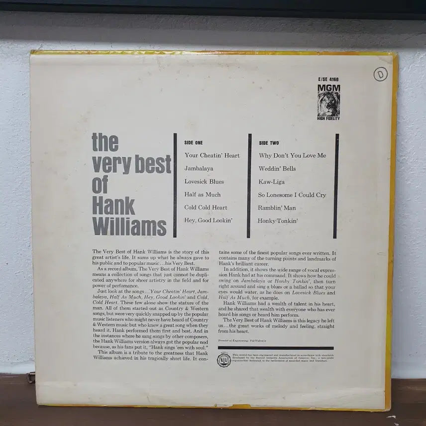 [BUNJANG] Hank Williams Best Album LP / 행크 윌리엄스 베스트 앨범 LP  미국반