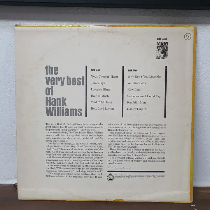 [BUNJANG] Hank Williams Best Album LP / 행크 윌리엄스 베스트 앨범 LP  미국반