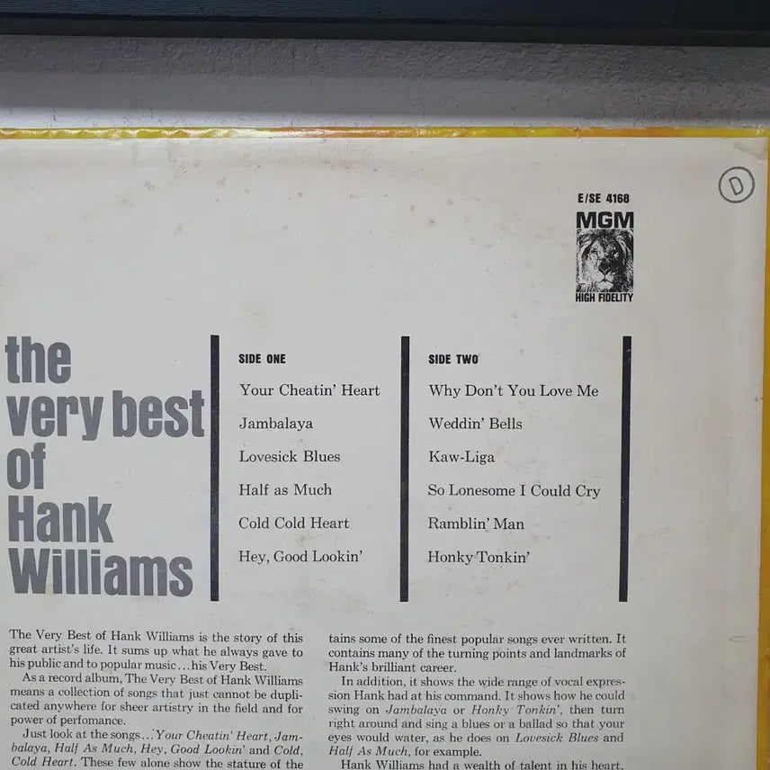 [BUNJANG] Hank Williams Best Album LP / 행크 윌리엄스 베스트 앨범 LP  미국반