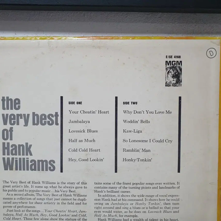 [BUNJANG] Hank Williams Best Album LP / 행크 윌리엄스 베스트 앨범 LP  미국반