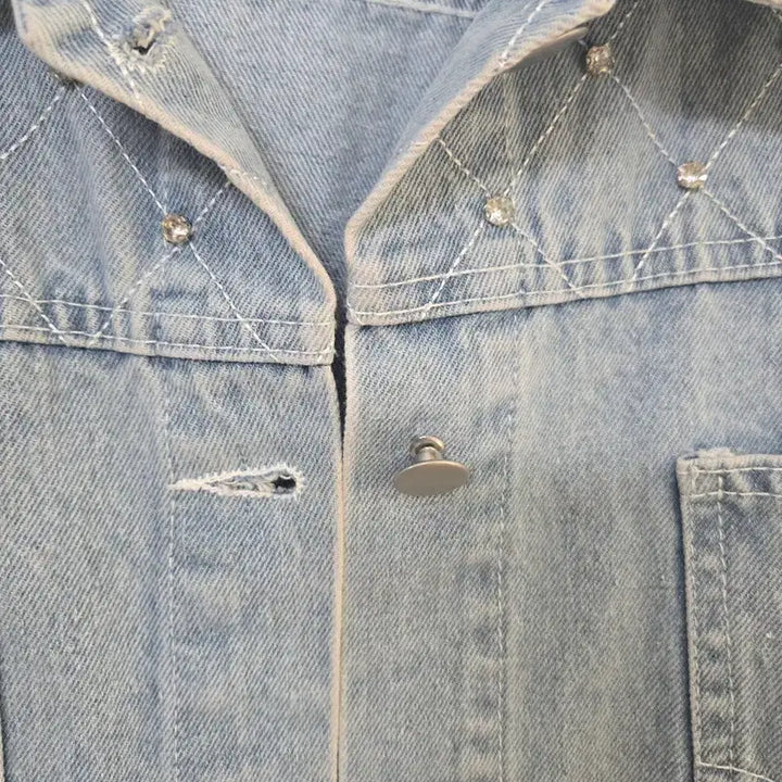[BUNJANG] Stone Embellished Denim Jacket / 연청 스톤포인트 데님 자켓