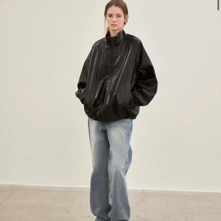 [BUNJANG] Le Highneck Leather Jacket Black Leather Jacket / 르 하이넥 레더자켓 블랙 가죽자켓