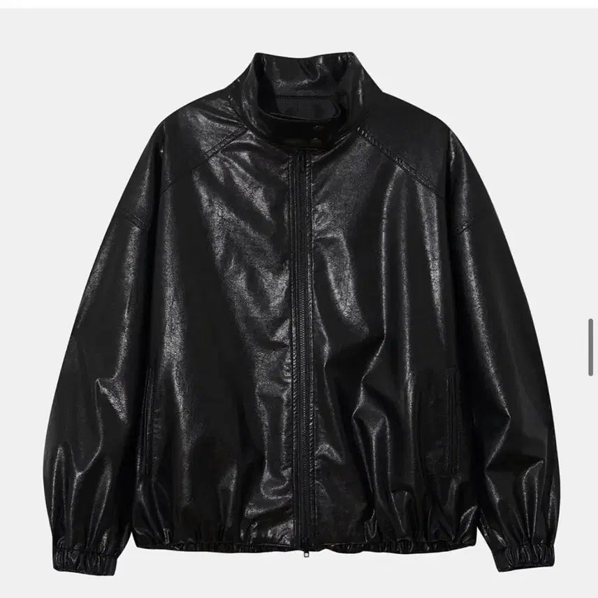 [BUNJANG] Le Highneck Leather Jacket Black Leather Jacket / 르 하이넥 레더자켓 블랙 가죽자켓