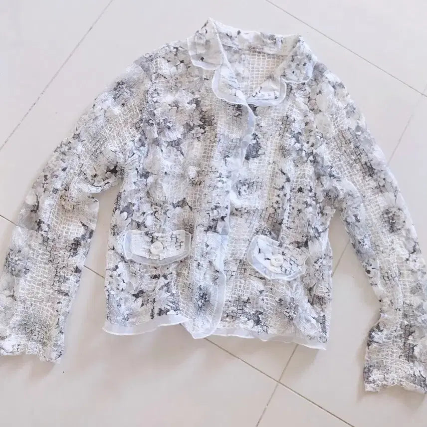 [BUNJANG] Flower Lace Short Jacket / 플라워 레이스 숏 자켓