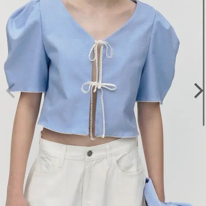 [BUNJANG] Soft Seoul Jacquard Ribbon Puff Blouse / [소프트서울] JACQUARD RIBBON PUFF BLOUSE [BAB