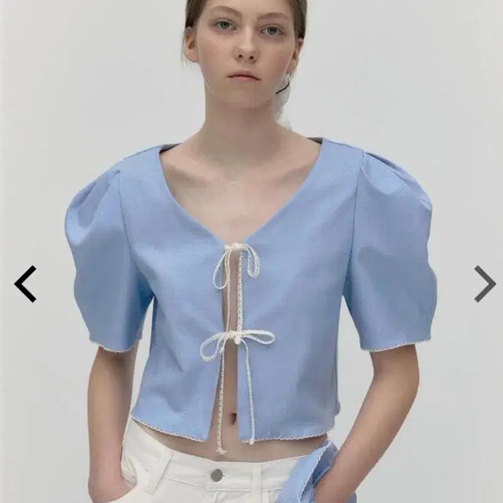 [BUNJANG] Soft Seoul Jacquard Ribbon Puff Blouse / [소프트서울] JACQUARD RIBBON PUFF BLOUSE [BAB