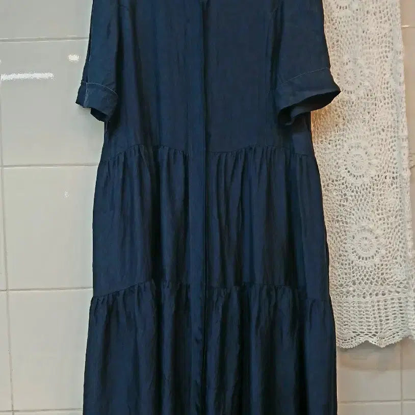 [BUNJANG] Anziek Navy Long Shirt Dress / 안지크  네이비 셔츠형 롱 원피스66