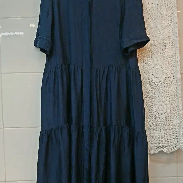 [BUNJANG] Anziek Navy Long Shirt Dress / 안지크  네이비 셔츠형 롱 원피스66