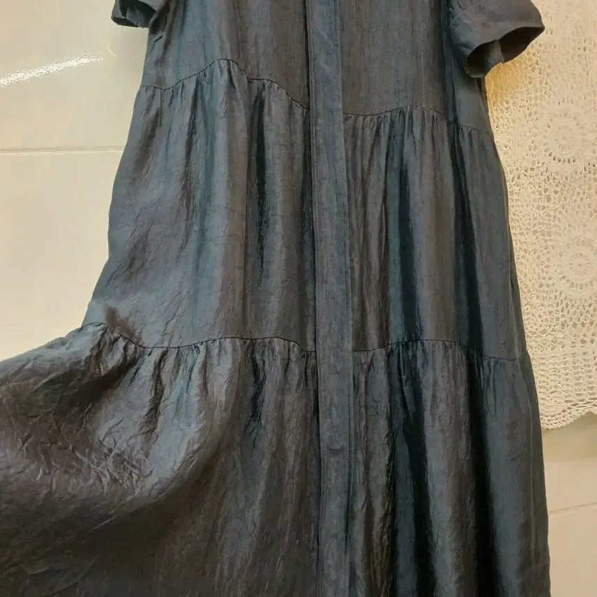 [BUNJANG] Anziek Navy Long Shirt Dress / 안지크  네이비 셔츠형 롱 원피스66