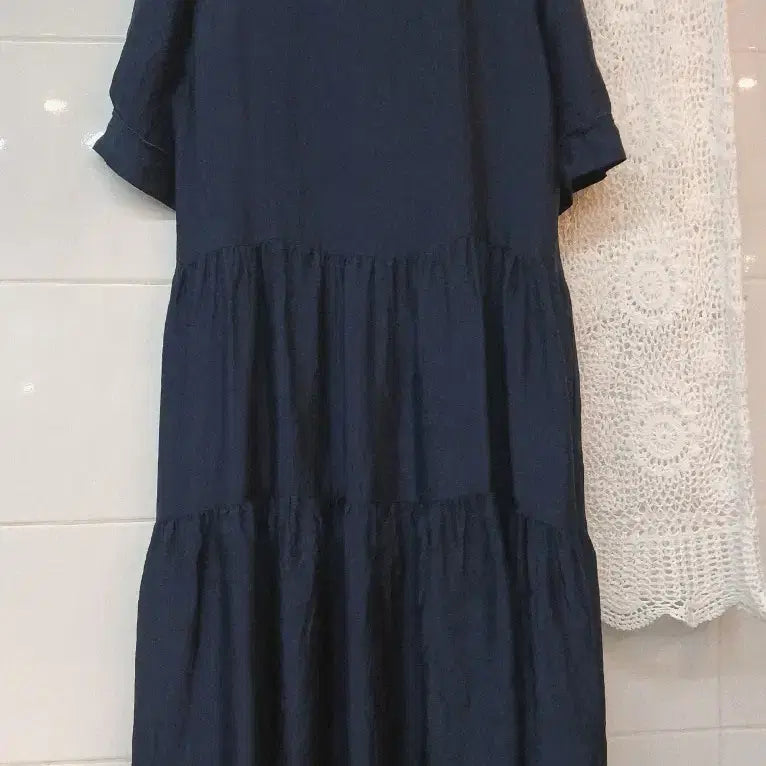 [BUNJANG] Anziek Navy Long Shirt Dress / 안지크  네이비 셔츠형 롱 원피스66