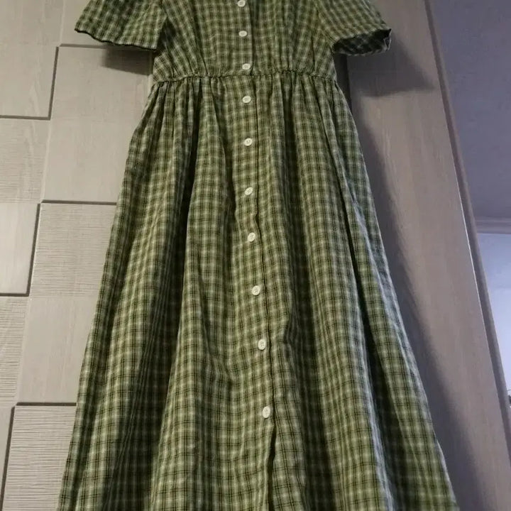 [BUNJANG] Green Check Long Dress / 그린 체크 롱원피스