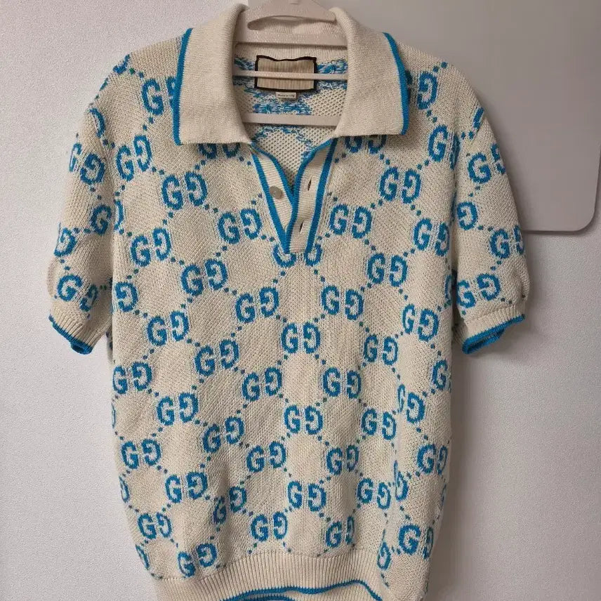 [BUNJANG] Gucci GG Pattern Short Sleeve Knit Top / 구찌 GG 패턴 반팔 니트 아이보리