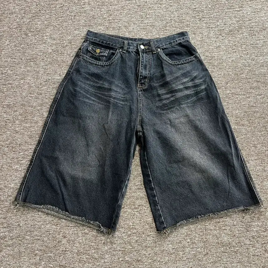 [BUNJANG] Trillion Black Denim Bermuda Shorts XL / 트릴리온 흑청 버뮤다 팬츠 XL