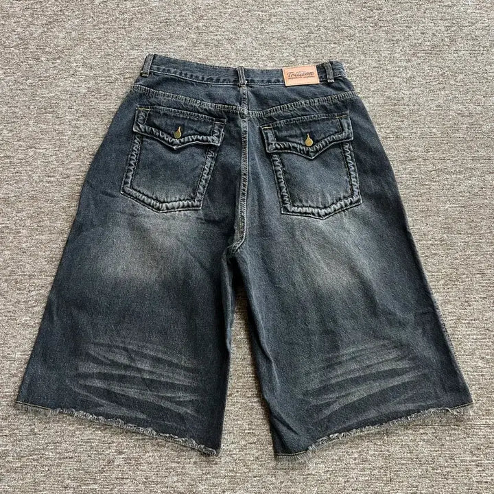 [BUNJANG] Trillion Black Denim Bermuda Shorts XL / 트릴리온 흑청 버뮤다 팬츠 XL