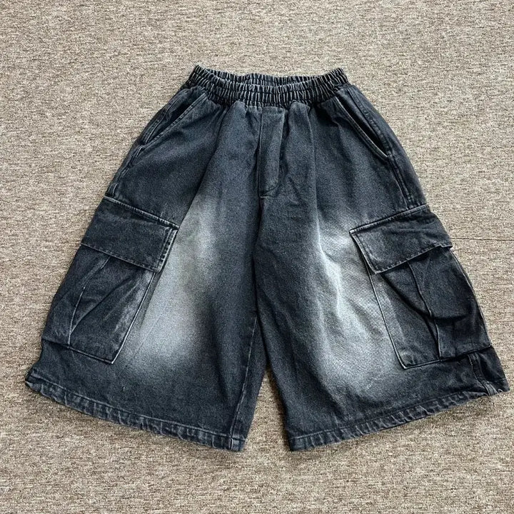 [BUNJANG] SLOGAN Black Denim Cargo Shorts / SLOGAN 흑청 카고 반바지 L