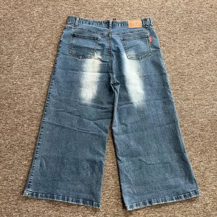 [BUNJANG] B4JEANS Wide Denim 7/10 Pants / 빈티지 와이드 데님 7부 팬츠 34