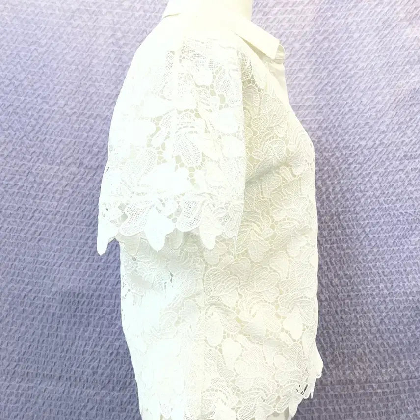 [BUNJANG] Giambattista Valli White Flower Lace Blouse / 24션지암바티스타 발리 화이트 플라워 레이스 블라우스 42 새옷급