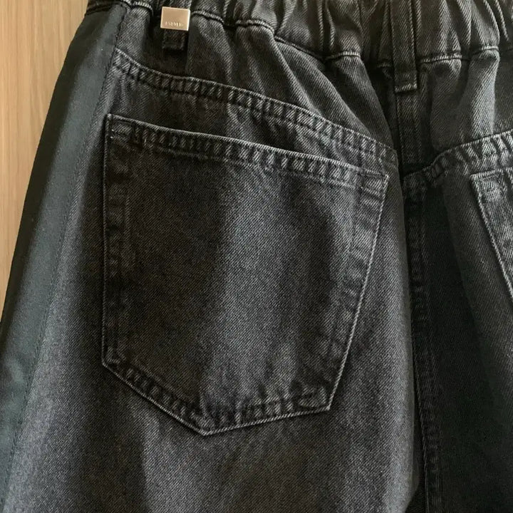 [BUNJANG] System Wide Banding Denim Pants (Black) / 시스템 와이드 밴딩 데님팬츠(블랙)