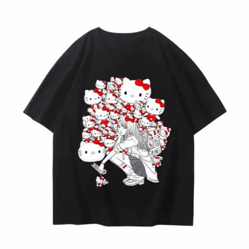 [BUNJANG] Sanrio x Junji Ito Hello Kitty Tomie T-Shirt Black / 산리오 헬로키티 이토준지 토미에 티셔츠 블랙 L