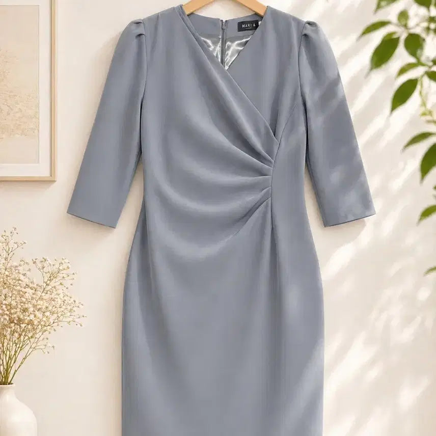 [BUNJANG] Elegant Blue Slim Fit Dress (Size 44-55) / 세련된 디자인 블루 원피스 44-55 정도 사이즈