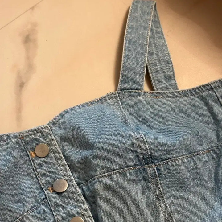 [BUNJANG] Denim Suspender Bustier Top / 데님 멜빵 뷔스티에