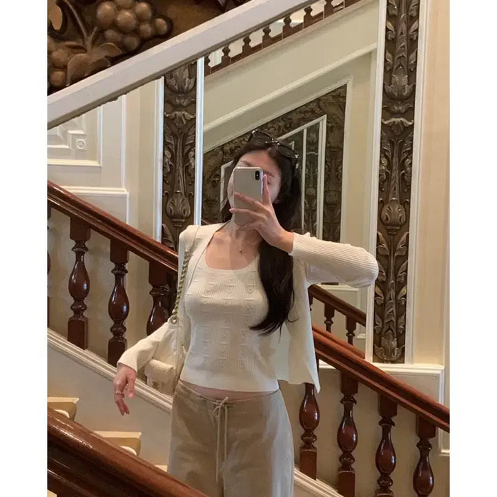 [BUNJANG] WearWeather Toa Knit Set Ivory / 웨어웨더 토아 니트 셋업 아이보리 새상품