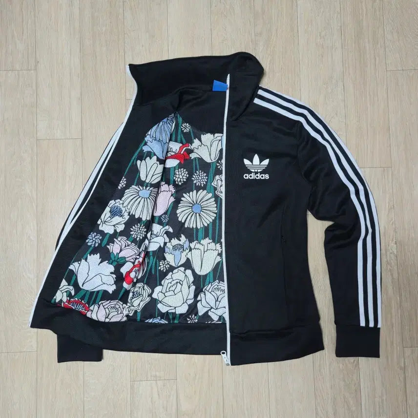 [BUNJANG] Adidas Women Europa Black Pattern Lined Track Top Jacket / 90) 아디다스 우먼 유로파 블랙 패턴 안감 트랙탑 져지 자켓