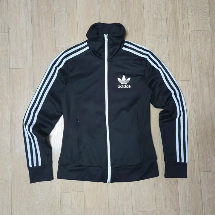 [BUNJANG] Adidas Women Europa Black Pattern Lined Track Top Jacket / 90) 아디다스 우먼 유로파 블랙 패턴 안감 트랙탑 져지 자켓