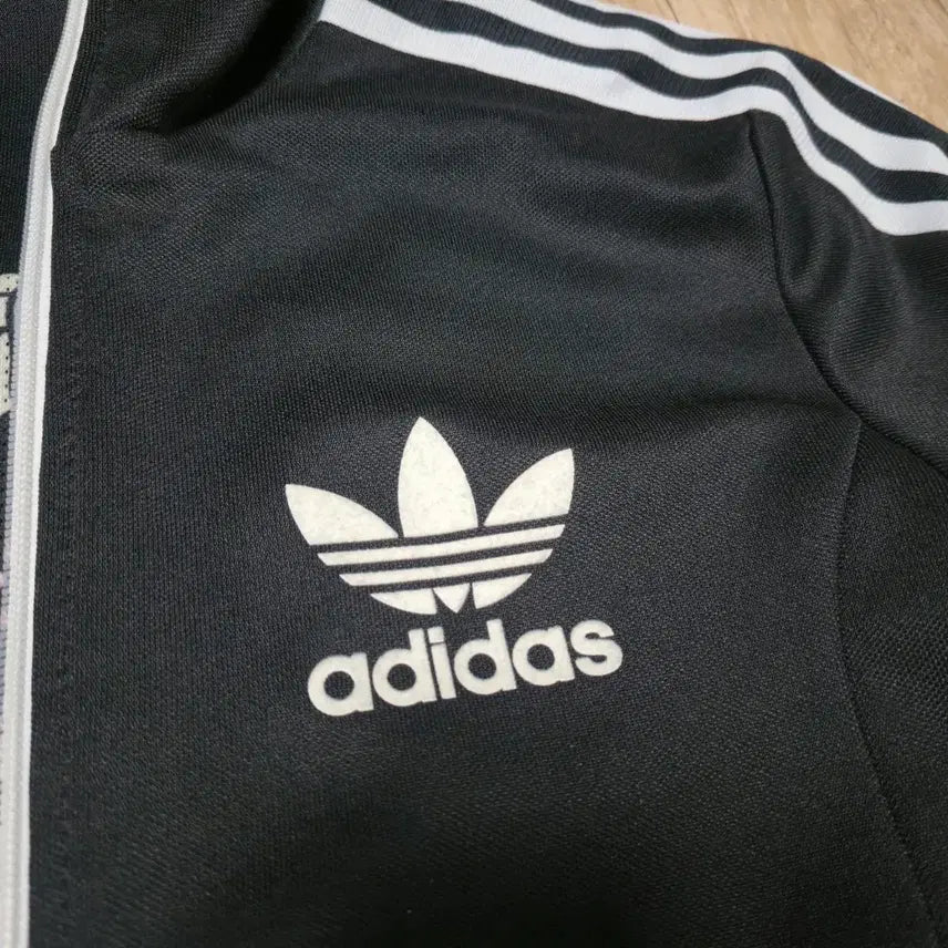 [BUNJANG] Adidas Women Europa Black Pattern Lined Track Top Jacket / 90) 아디다스 우먼 유로파 블랙 패턴 안감 트랙탑 져지 자켓