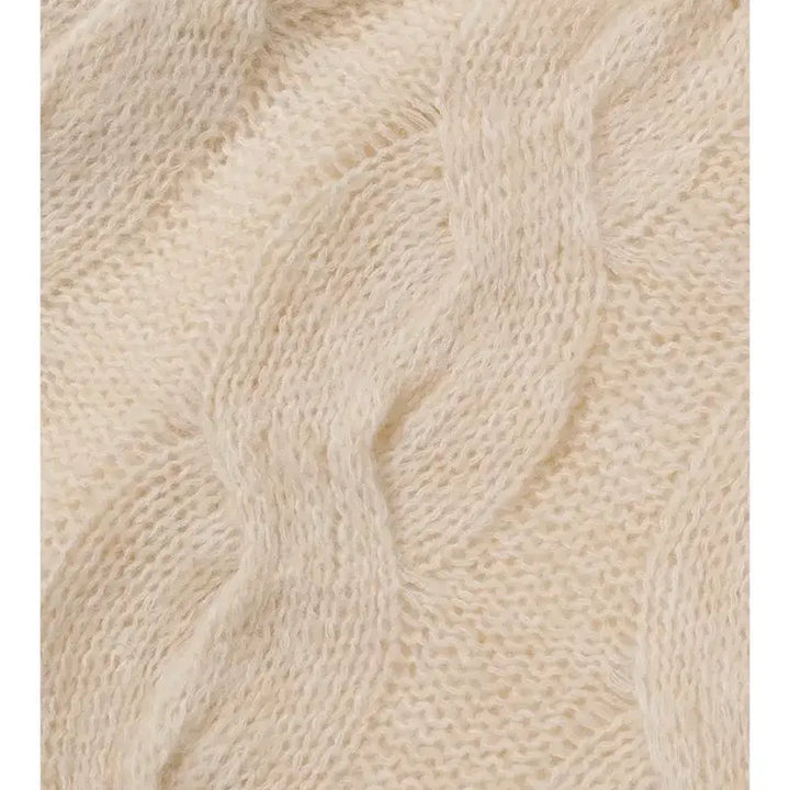 [BUNJANG] FRITUR Soft Cable Knit Ivory Sweater / 프리터 FRITUR 소프트 케이블 니트 아이보리