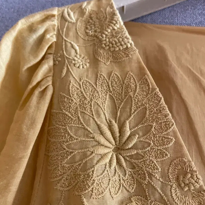 [BUNJANG] Vanessa Bruno Linen Embroidered Long Dress / 바네사부르노 새상품 린넨 자수 롱원피스