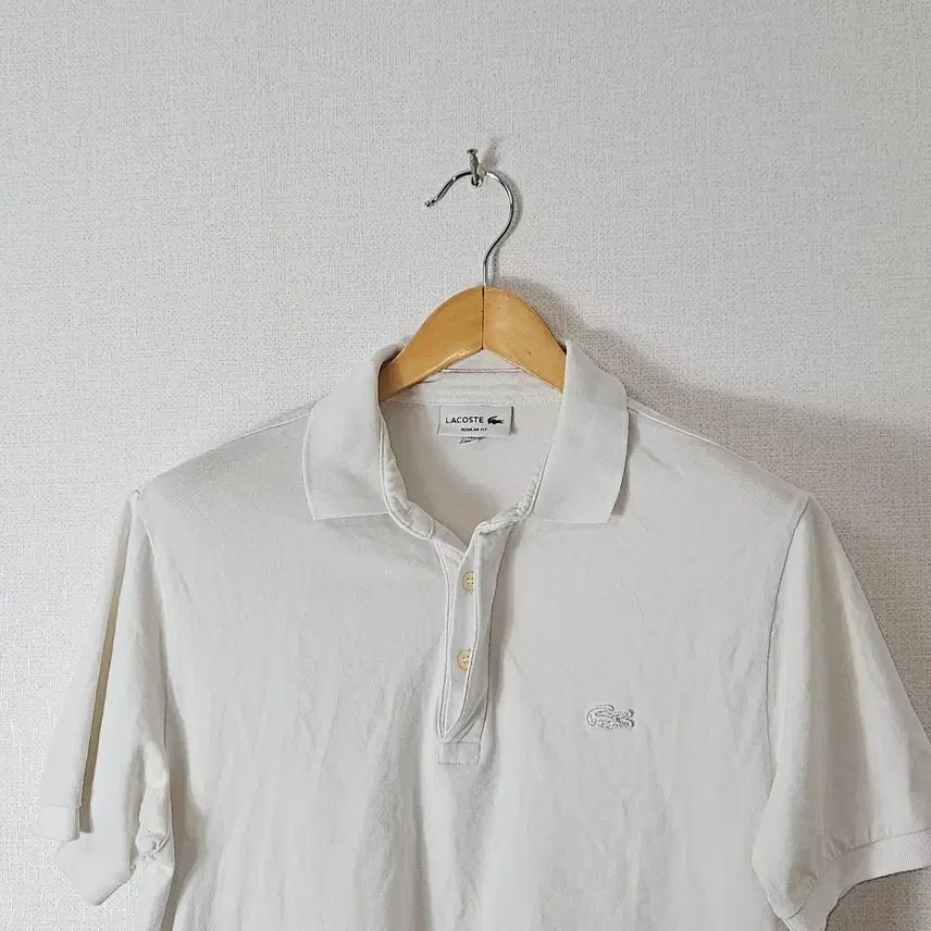 [BUNJANG] Lacoste White Collar T-shirt Short Sleeve Polo Cotton Size M / 라코스테 화이트 카라티 반팔 폴로 코튼 M