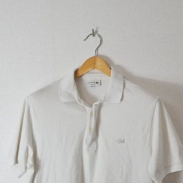 [BUNJANG] Lacoste White Collar T-shirt Short Sleeve Polo Cotton Size M / 라코스테 화이트 카라티 반팔 폴로 코튼 M