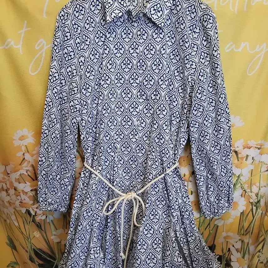 [BUNJANG] ZARA Pattern Shirt Dress Blue/White / 미사용/자라 패턴 셔츠 원피스 블루/화이트