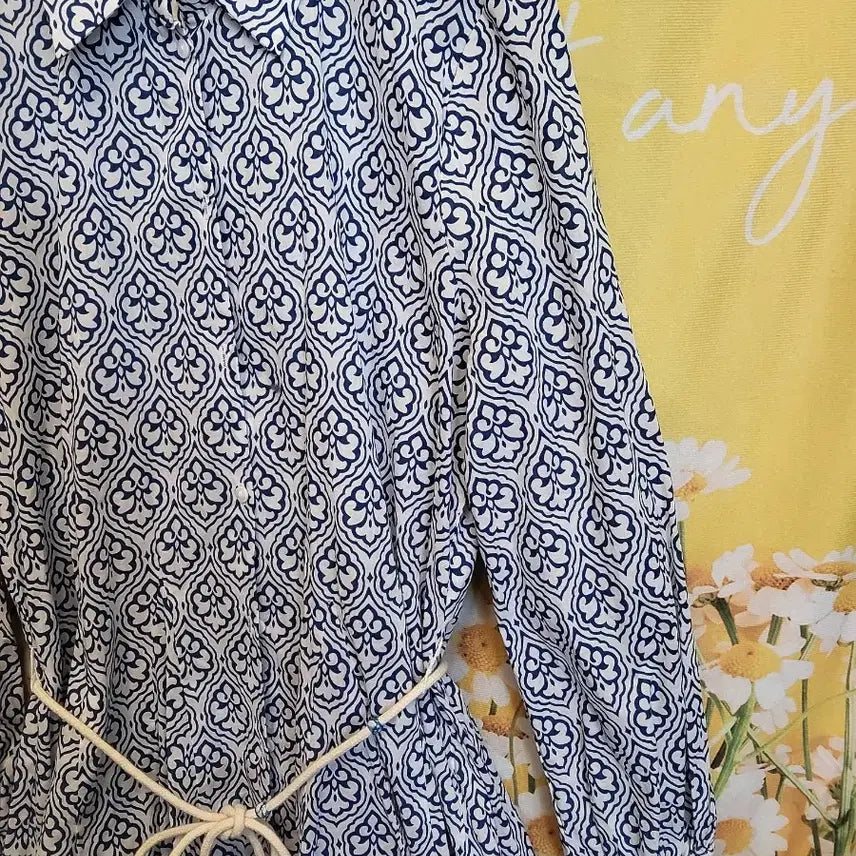 [BUNJANG] ZARA Pattern Shirt Dress Blue/White / 미사용/자라 패턴 셔츠 원피스 블루/화이트