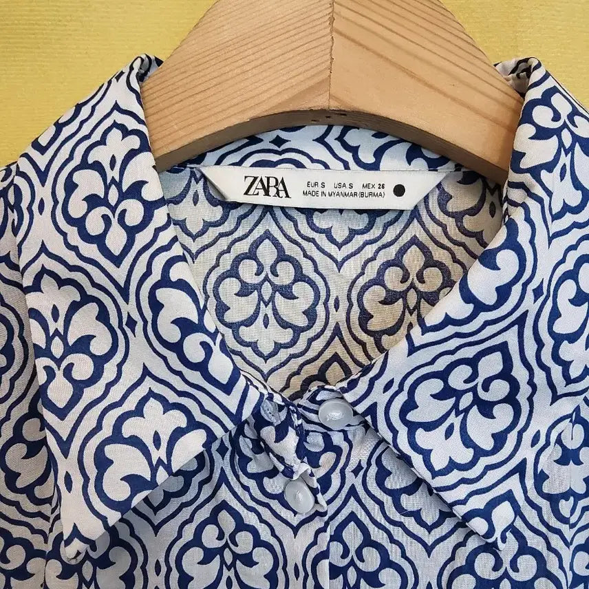 [BUNJANG] ZARA Pattern Shirt Dress Blue/White / 미사용/자라 패턴 셔츠 원피스 블루/화이트
