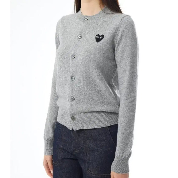 [BUNJANG] Comme des Garçons Black Heart Appliqué Wool Cardigan (Size S) / [정품] 꼼데가르송 블랙하트 와펜 울 가디건 S