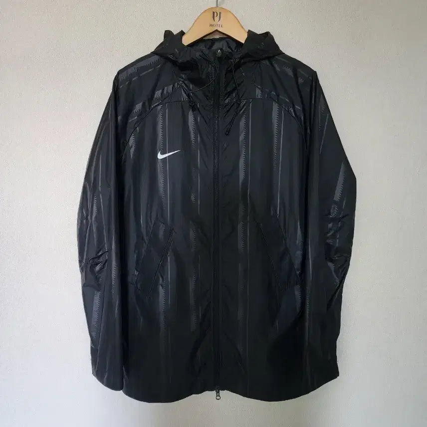 [BUNJANG] Nike Black Striped Windbreaker Jacket / 나이키 블랙 후드 바람막이 자켓