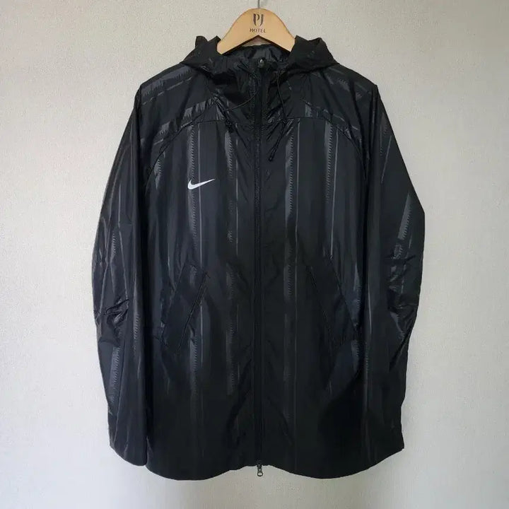 [BUNJANG] Nike Black Striped Windbreaker Jacket / 나이키 블랙 후드 바람막이 자켓