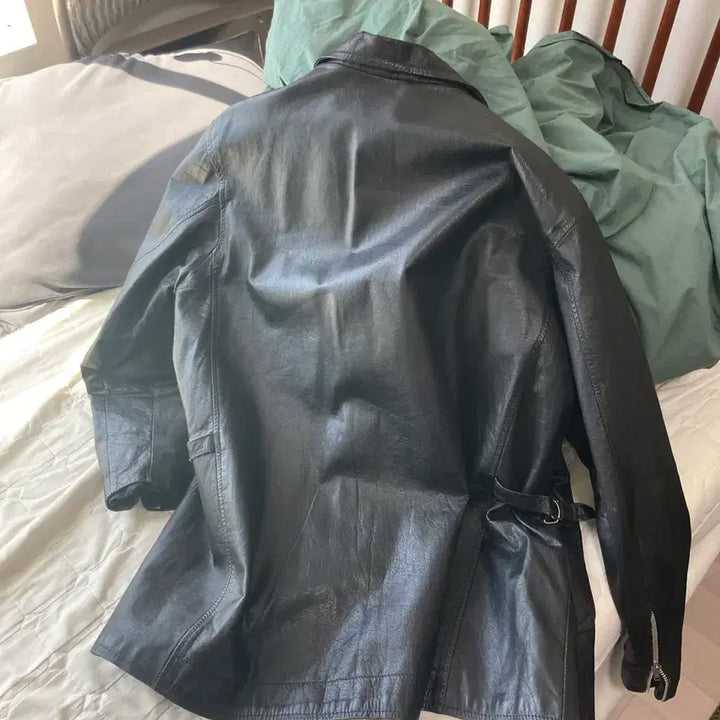 [BUNJANG] Vintage Real Leather Car Coat / 올드 레더 카코트