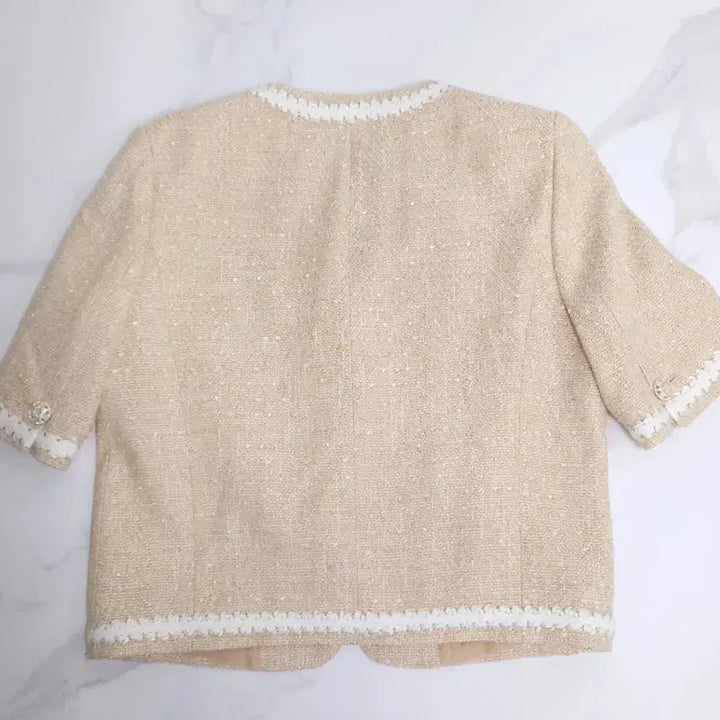 [BUNJANG] Missa Studio Tweed Short Sleeve Jacket Beige 55 / 미샤 스튜디오 트위드 반팔 자켓 베이지 55