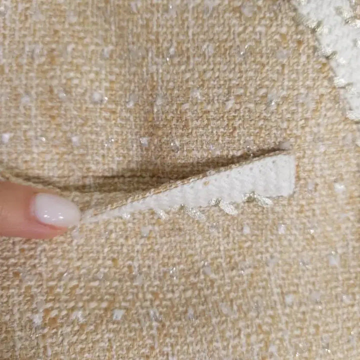 [BUNJANG] Missa Studio Tweed Short Sleeve Jacket Beige 55 / 미샤 스튜디오 트위드 반팔 자켓 베이지 55