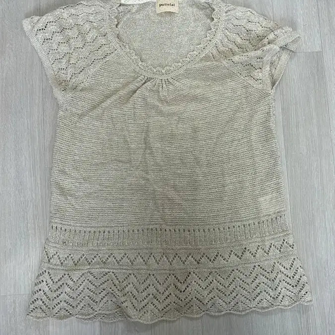 [BUNJANG] Crochet Knit Short-Sleeve Top / 크로셰 반팔 니트티