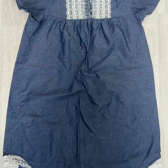 [BUNJANG] Denim Lace Short Sleeve Dress / 청 데님 레이스 반팔 원피스