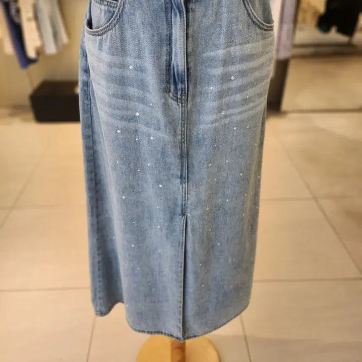 [BUNJANG] Osecon Cubic Denim Long Skirt Size 38 / 오즈세컨 큐빅  데님 롱 스커트 38사이즈 새상품(허리수선)