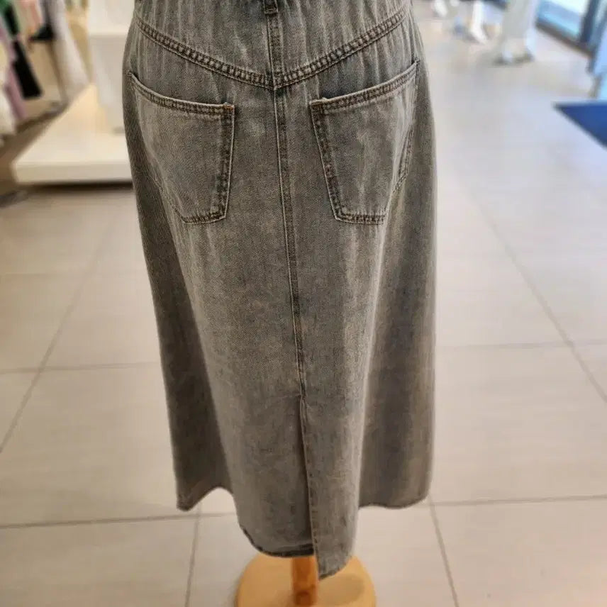 [BUNJANG] Osecon Cubic Denim Long Skirt Size 38 / 오즈세컨 큐빅  데님 롱 스커트 38사이즈 새상품(허리수선)